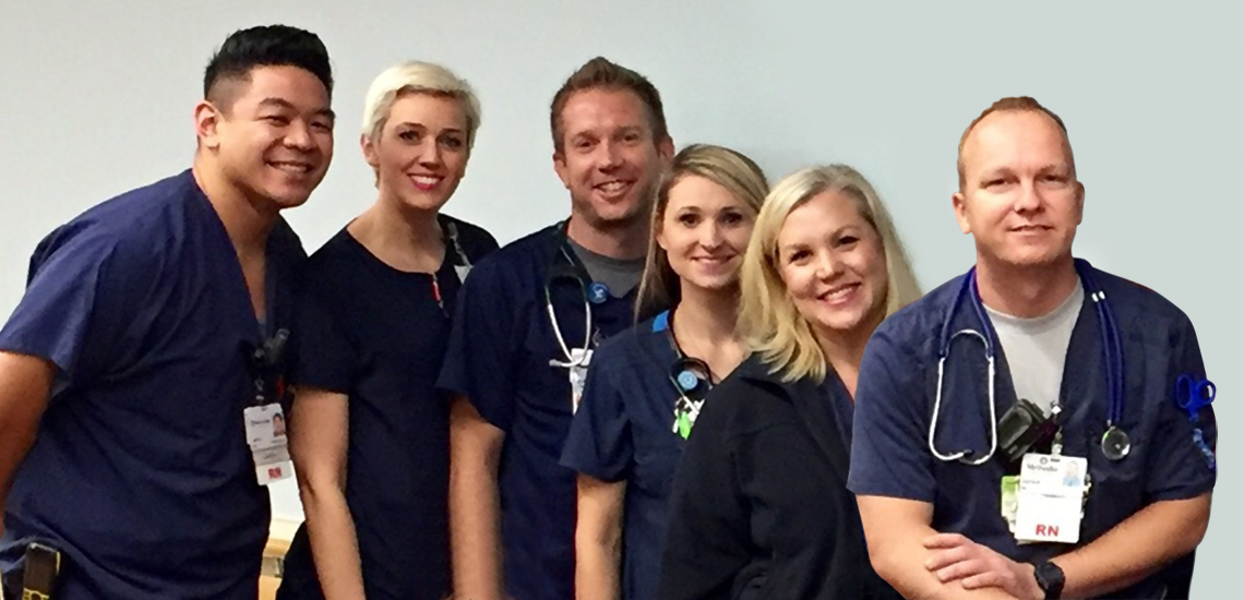 Meet the team: (top L to R) Mark Gemina, RN, Jill Hamilton, RN, Jeremy Guthrie, RN Resident, Kerry Santa Lucia, RN, Kathryn Patton, RN; (bottom) Justin Myers, RN